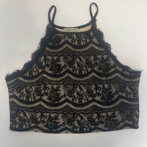 Charlotte Russe Black Lace Crop Tank Top